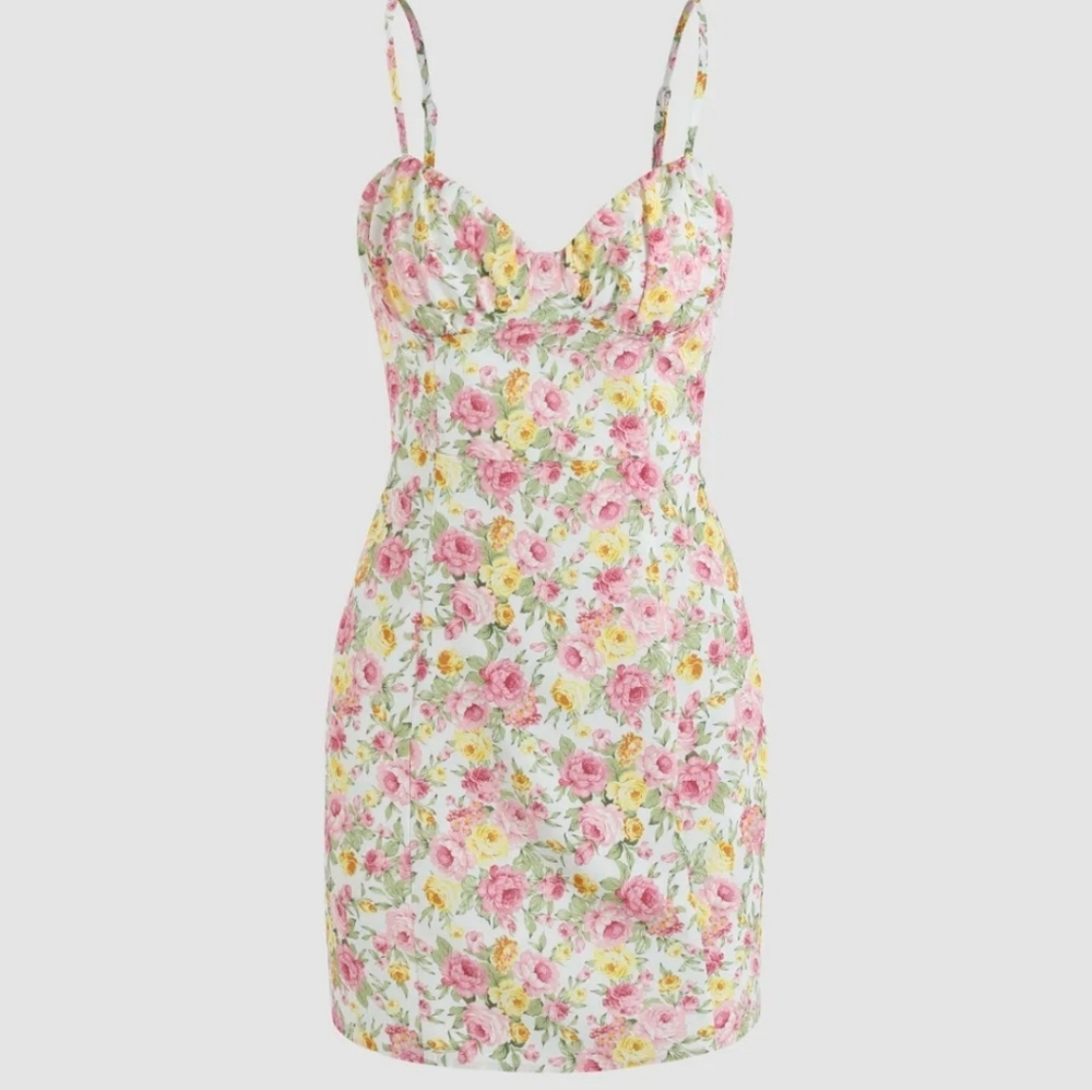 CIDER Pink floral dress, small